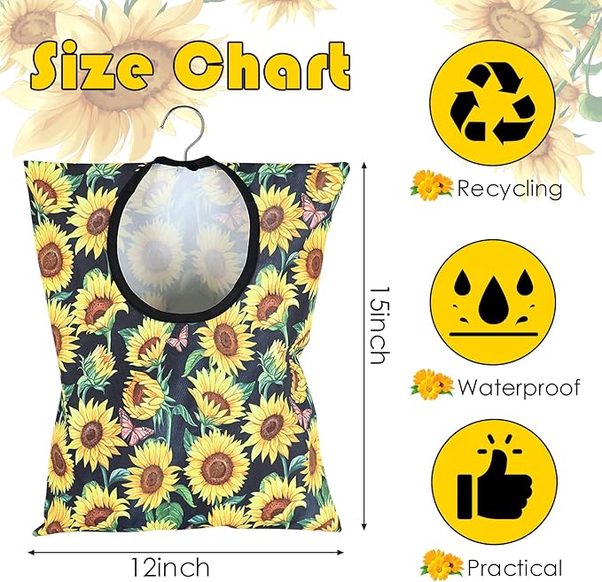 2 Pcs Sunflower Clothes Pin Bag Clothespin Bag Holder Clothespin Holder 15 X 11