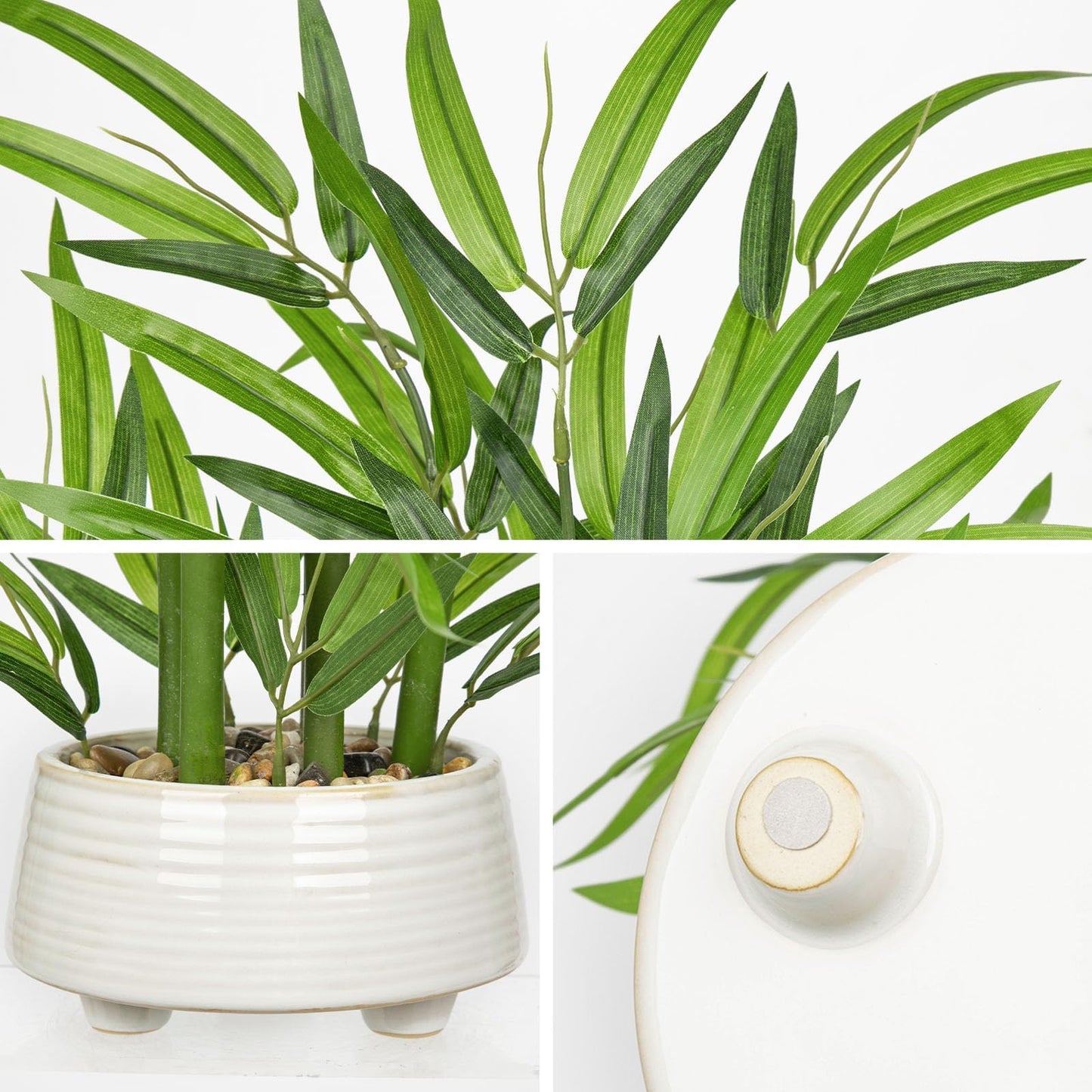 GnFlus Artificial Bamboo in White Ceramic Potted Fake Bamboo Plant-Faux Tree in Pot for Farmhouse Home Living Room Desk Indoor Outdoor Decor