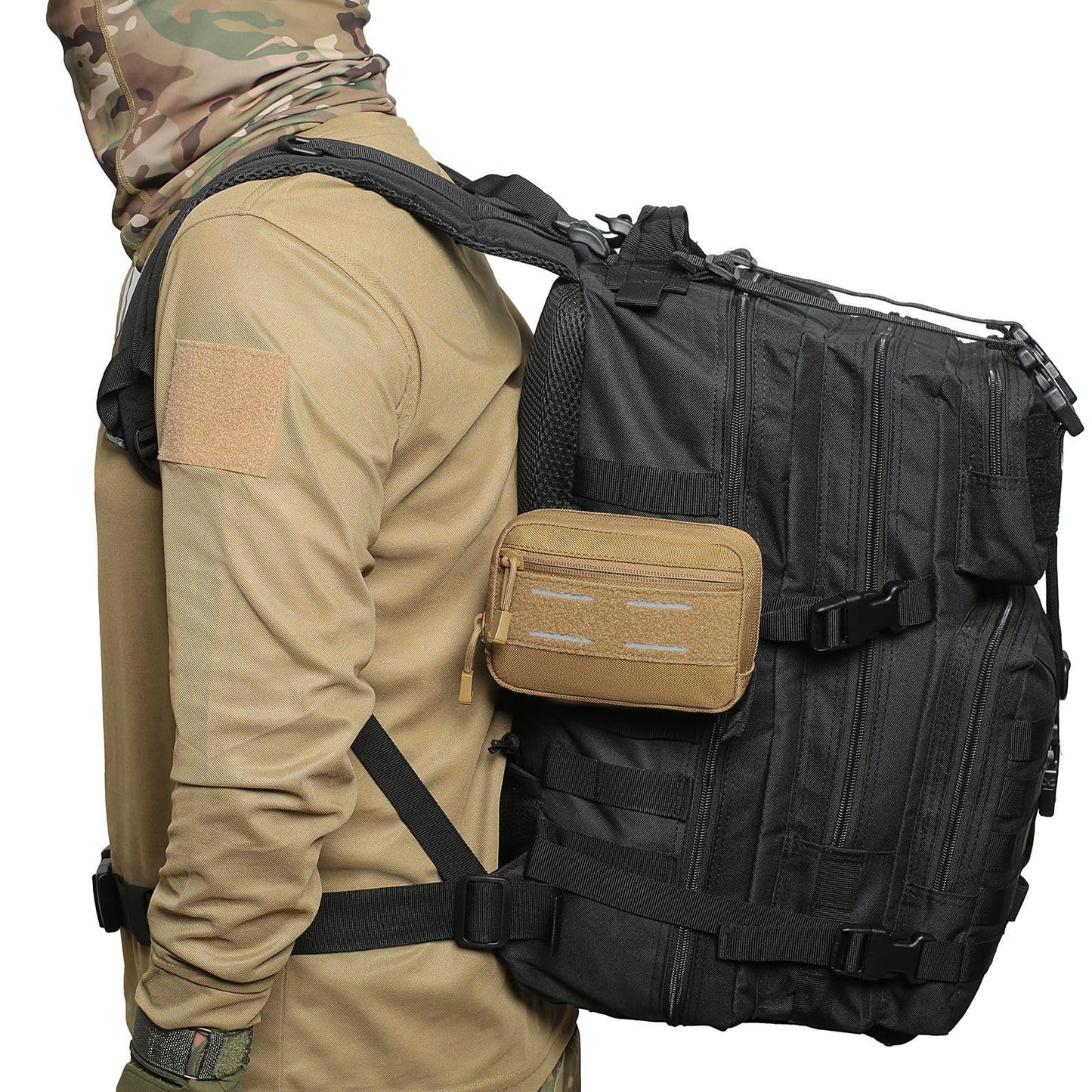 Mini Heavy Duty Tactical Belt Pouch for Men - Small Molle Pouch,Tactical Admin Pouch Compact EDC Utility Gadget Gear Pouches for Traveling, Hiking (Black-1 Pack)