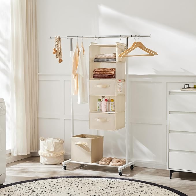 MAX Houser 5 Tier Shelf Hanging Closet Organizer, Cloth Hanging Shelf