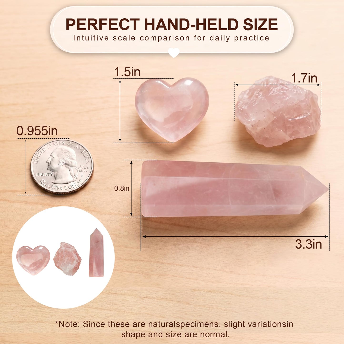 BELESTAR Premium Rose Quartz Crystal Set for Love, Healing & Harmony - Large Raw Stones Energy Alignment Kit with Wooden Gift Box & Guidebook