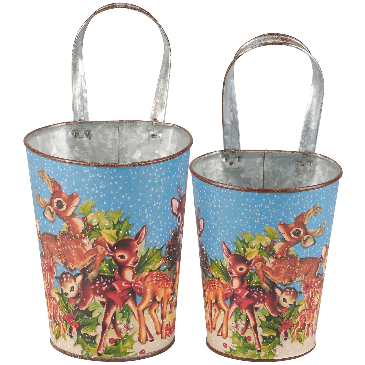Primitives by Kathy Retro Christmas Deer Wall Bucket Set
