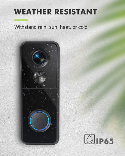 MUBVIEW Doorbell Camera Wireless with Chime, Video Doorbell - No Subscription, Voice Changer, Motion Zones Customization, 1080HD, PIR Human Detection, 2.4Ghz WiFi, Battery-Powered Smart Doorbell