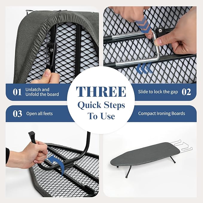 Small Ironing Board Foldable, BlissBoard Tabletop Iron Board