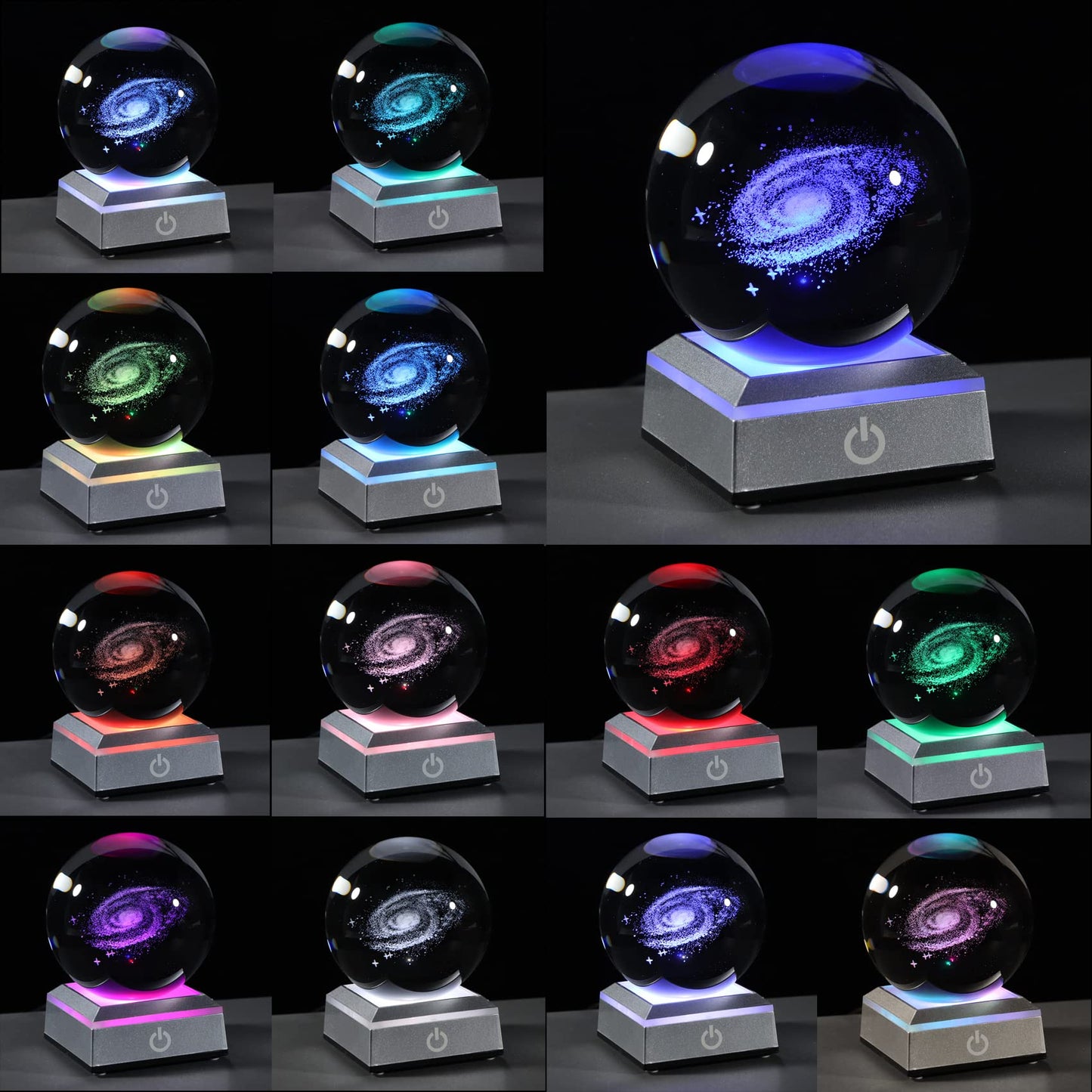 Qianwei 3D Galaxy Crystal Ball Space Astronomy Science Gift Room Decor Lamp