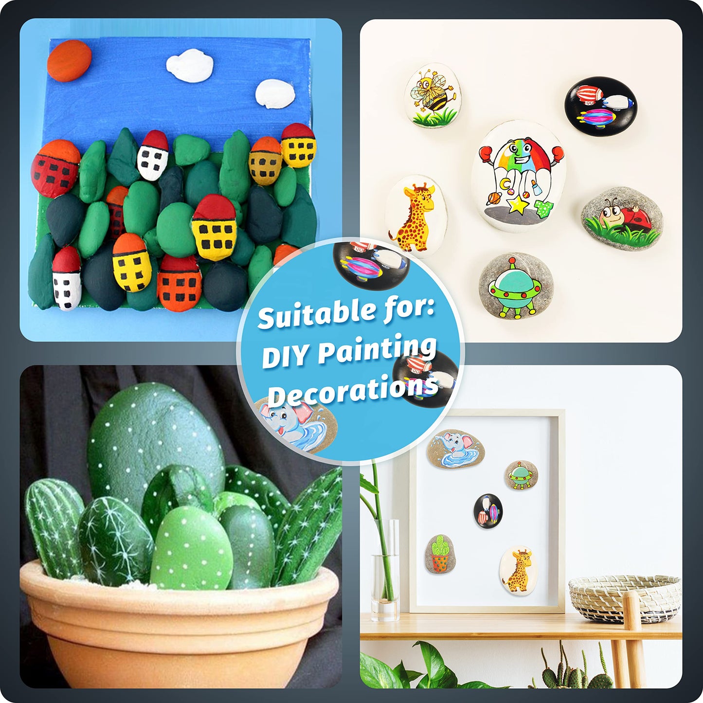DALTACK 15 Pcs Large Rocks for Painting, Natural River Rocks, Flat River Rocks, 2-3 Inches Stones for Arts & Crafting