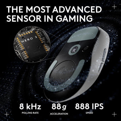Logitech G PRO X SUPERLIGHT 2 Wireless Gaming Mouse, 60g Pro-Grade with 5 Programmable Buttons, 44k DPI Sensor, 8kHz Report Rate, USB-C Charging for PC/Mac - Black
