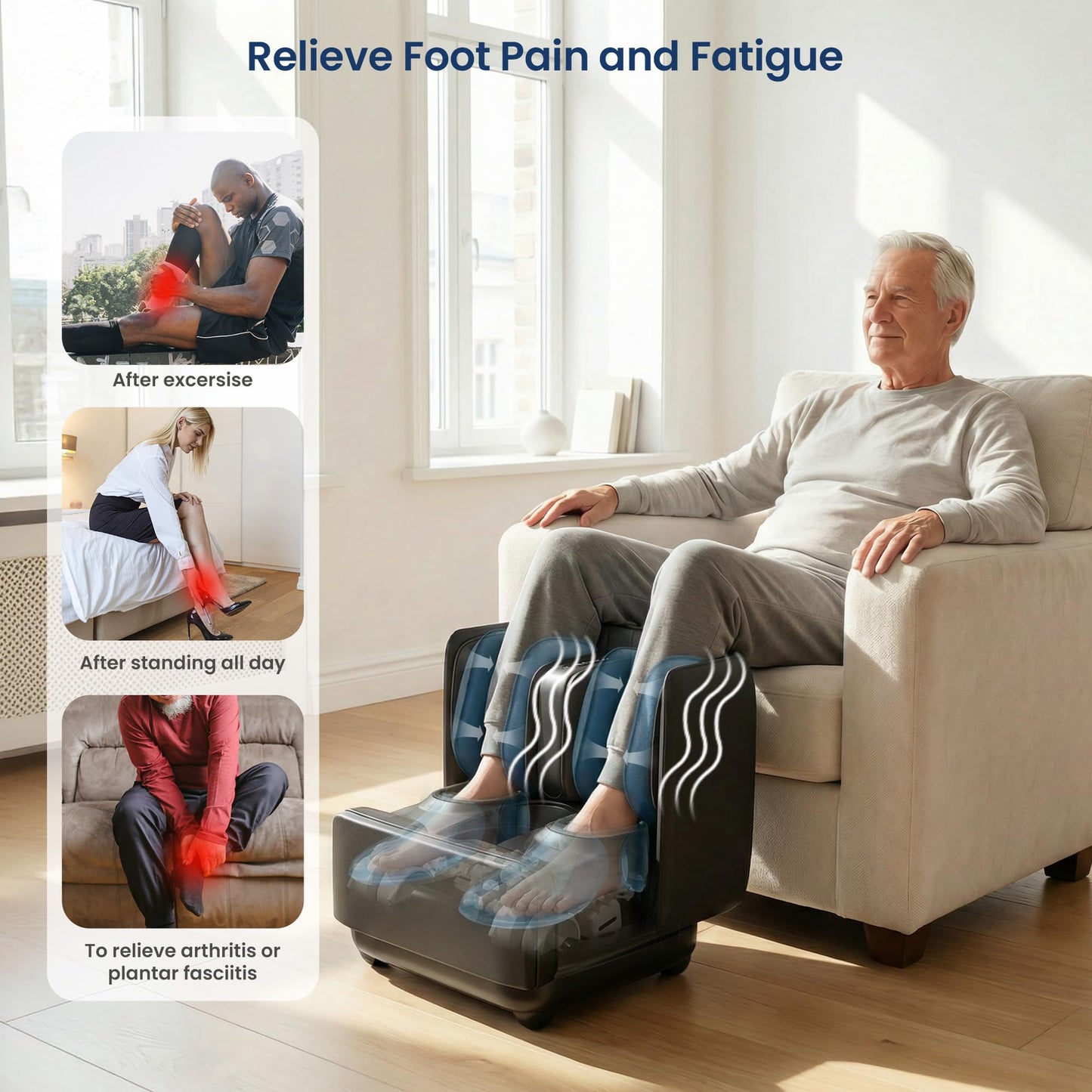 COMFIER 2 in 1 FSA Foot Massager Machine,HSA Shiatsu Foot and Calf Massager with Heat,Kneading,Vibration,Compression Massagers for Feet Health,Plantar Fasclitis,Father‘s Day Gift for Dad