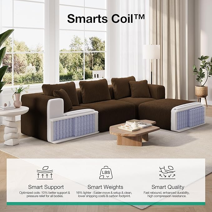 Novilla 106" Modular Sectional Sofa, Modern Cloud Sectional Couch