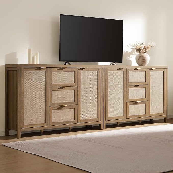 SICOTAS Rattan Large Sideboard Buffet Cabinet