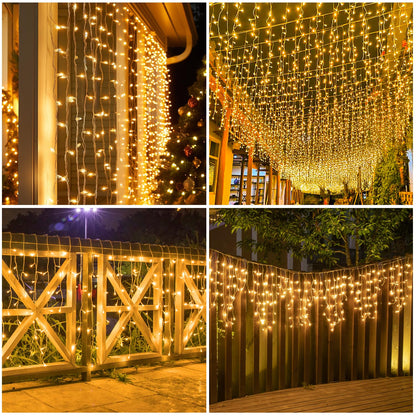 AWQ 26 FT 320 LED Christmas Icicle Lights, Twinkle Icicle String Lights with 13 Modes, Timer & Memory Function, Waterproof Christmas Light for Indoor Outdoor Wedding Party Xmas Decor