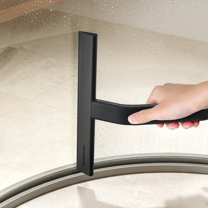 dancemoon JustHang Shower Squeegee for Shower Doors, All-one-Piece Silicone with Built-in Hook Design for Easy Hanging and Cleaning, 25 cm, Black