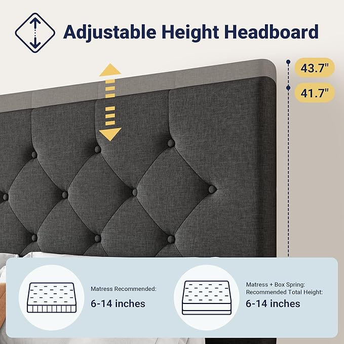 Allewie Upholstered Queen Size Platform Bed Frame