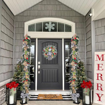 6 feet prelit Christmas Garland,Black and White Buffalo Plaid Christmas Decor with 30 LED Lights, Lighted Buffalo Plaid Decoration for Mantel,Stairs,and Front Door,Xmas Farmhouse Decor.
