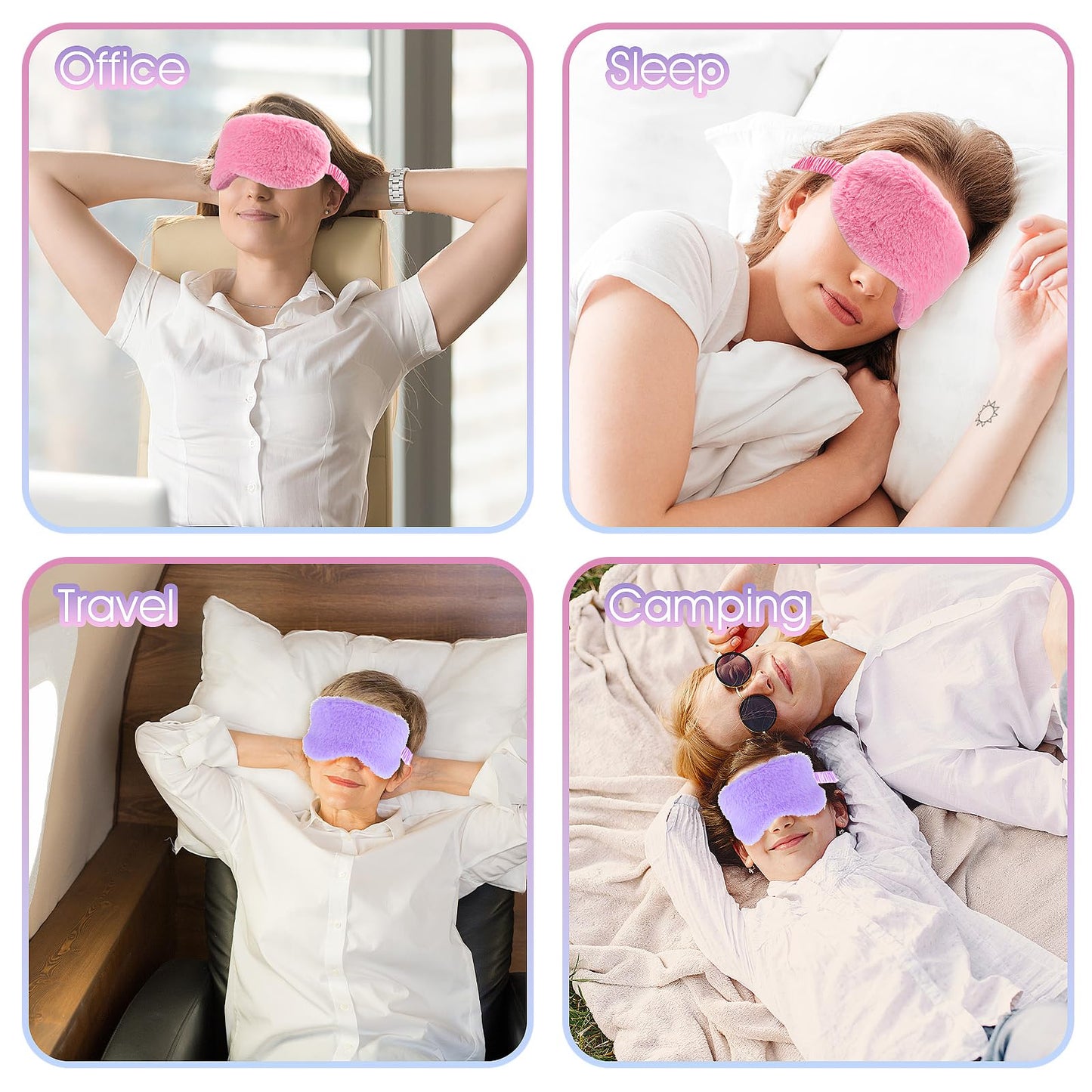2 Pack Plush Sleeping Eye Mask Soft Plush Eye Mask Fuffy Eye Cover Comfortable Sleep Mask Blindfold Rainbow Faux Fur Eye Shade for Women, Men and Kids Travel Nap Sleeping 565488_2_3pL1H9vJ3