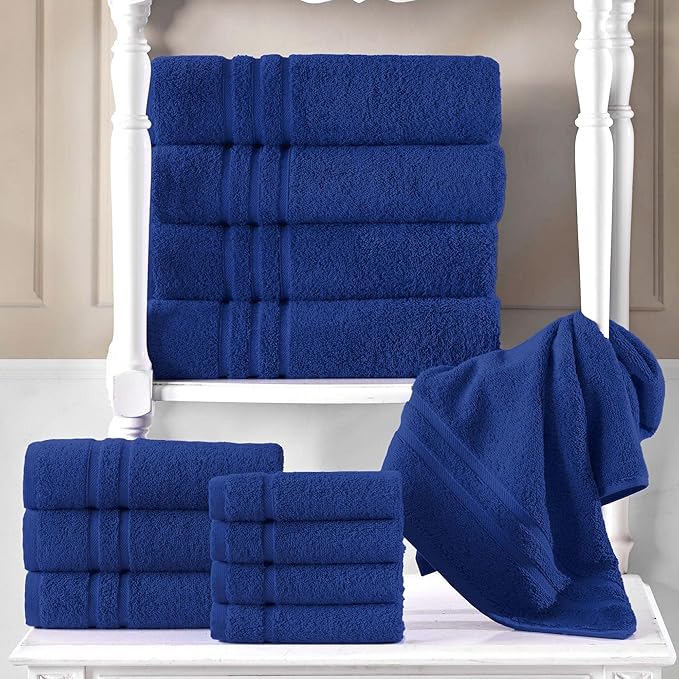 Hawmam Linen Royal Blue Bath Towels 4 Pack Soft and Absorbent