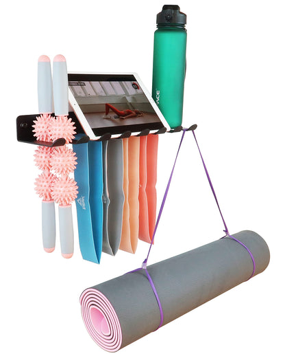 Multi-Purpose Storage Rack Resistance Bands Rack Gym Storage Rack Fitness Bands Rack Heavy Duty Rack for Resistance Bands, Straps, Jump Ropes, Foam Rollers, Chains, Weight Belts, Tools (M-17)
