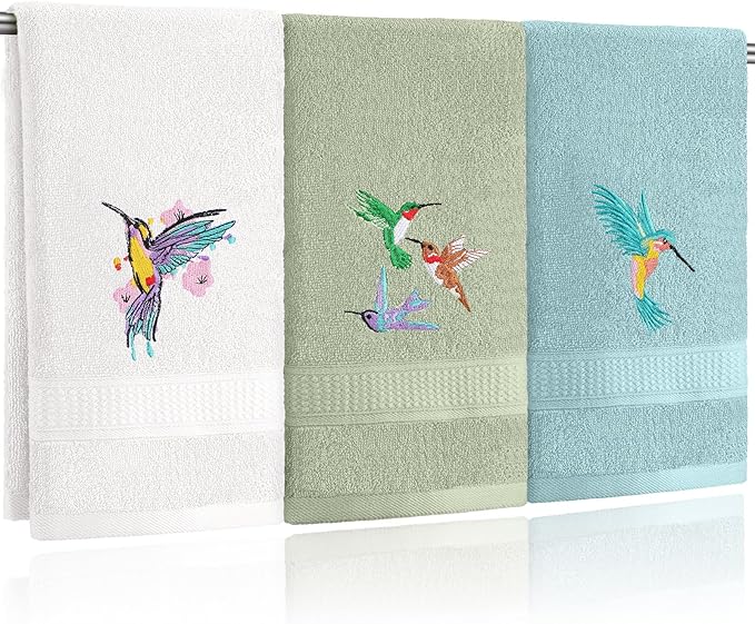 3 Pcs Hummingbird Hand Towels Farmhouse Garden Hummingbird Bathroom Decor 14x29