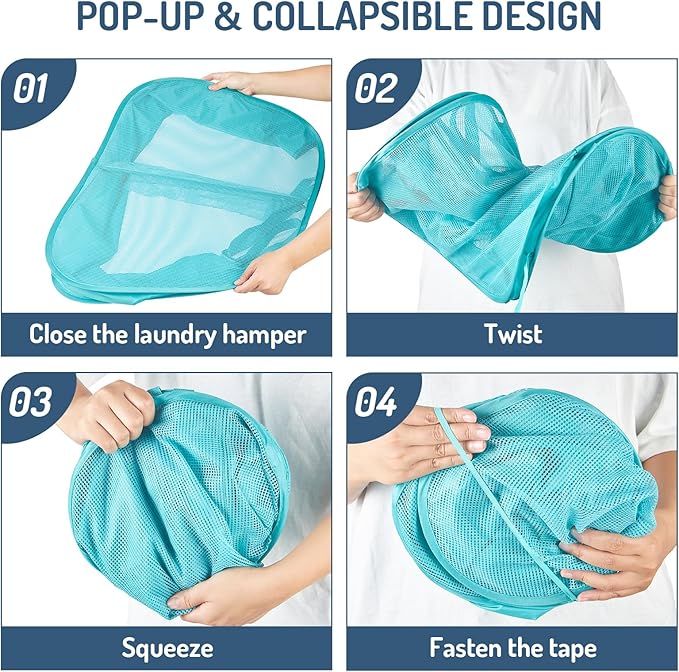 Seiritex Mesh Popup Laundry Hamper 2 Compartment, Collapsible Laundry Sorter