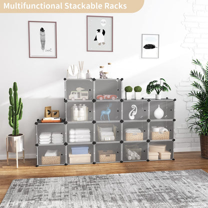 WEXCISE Portable Shoe Rack with Door, 64 Pairs Cabinet Easy Assembly, Plastic Adjustable Shoe Storage Organizer Stackable Detachable Free Standing DIY Expandable 8 Tier Black