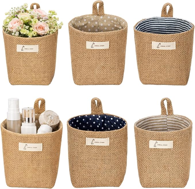 4 Pack Wall Hanging Storage Bags Hanging Storage Bags Cotton Linen Storage