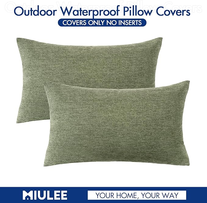 MIULEE Pack of 2 Decorative Outdoor Solid Waterproof Throw Pillow Covers Spring
