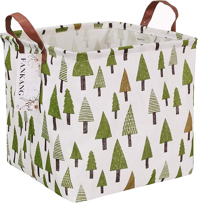 FANKANG Square Nursery Hamper Storage Bins Canvas Laundry Basket Foldable