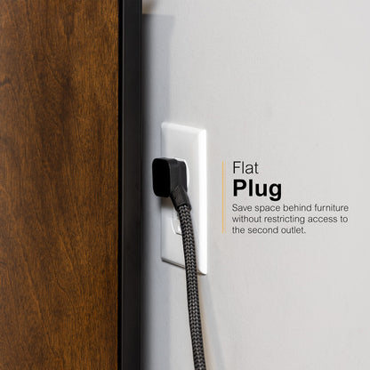 GE 6-Outlet Power Strip with USB, 1 USB-A, 1 USB-C, Outlet Extender, 6 Ft Braided Extension Cord, Flat Plug, Charging Station, Black, 82595