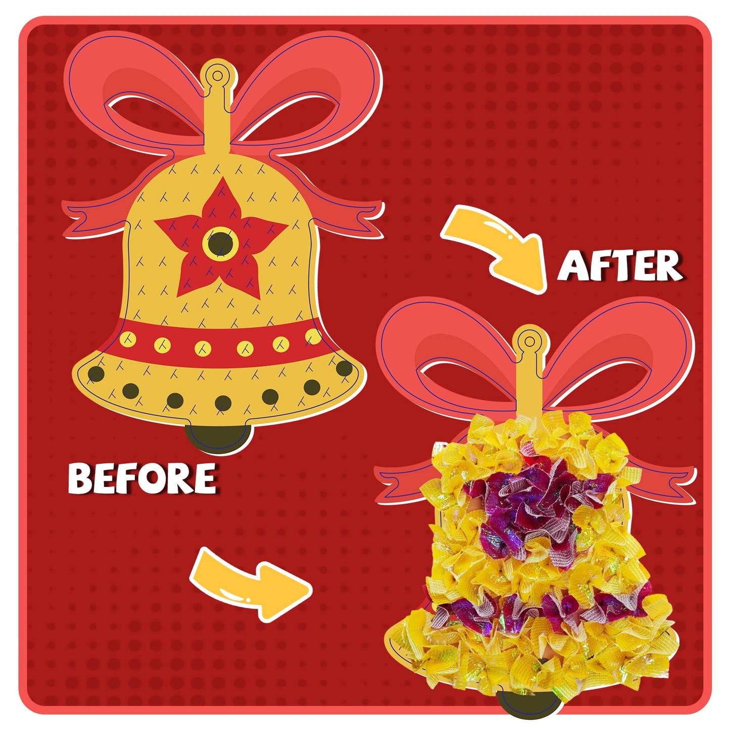 ATFUNSHOP Christmas Crafts for Kids Poke in Art No Mess Toy DIY Chrismas Ornaments for Boys and Girls Ages 4 5 6 7 8 9 10, Activity Kit Christmas Gifts, Xmas Party Favors Toys & Games