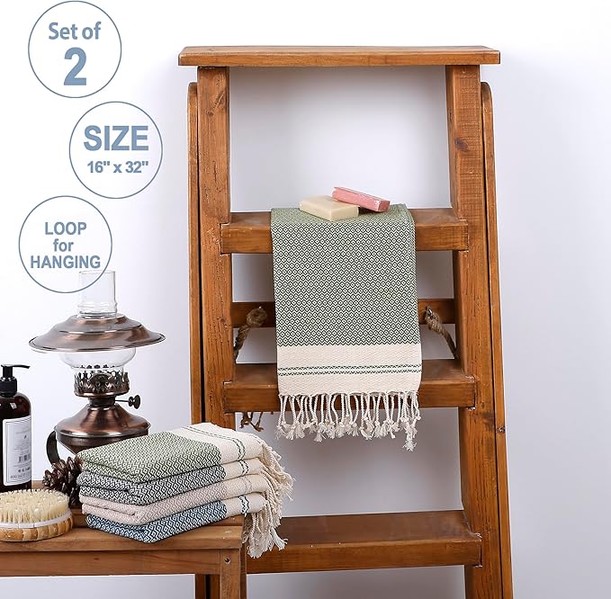 Evelynen Turkish Hand Towels for Bathroom & Kitchen Towels Decorative Set of 2
