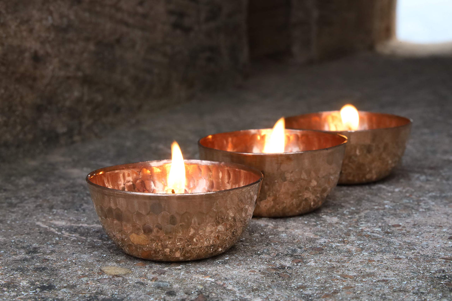 Handmade Hammered Copper Tea Light Holder Set of 3 Votive Holders -2.5X1 DH inches Party Decoration