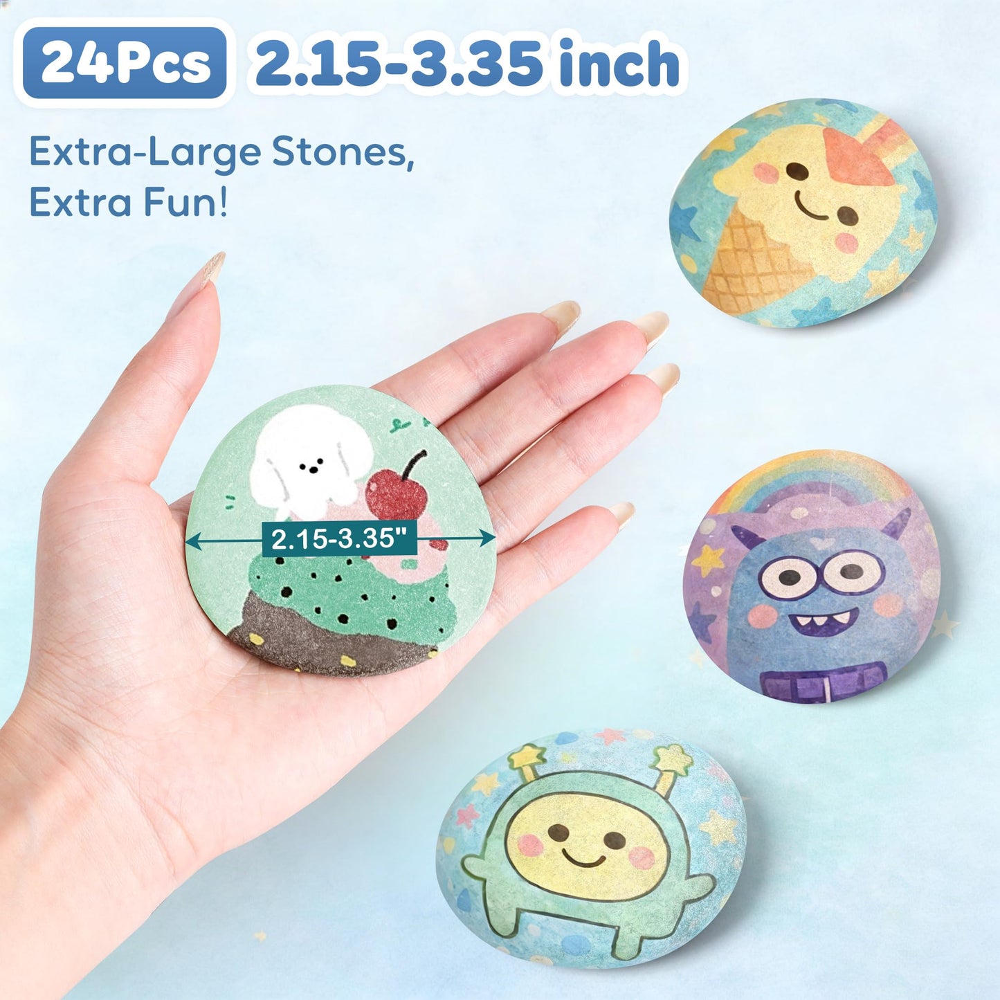 Rokraft 36 PCS Large 2.15-3.35" Smooth Natural River Rocks for Painting, Flat Painting Rocks & Craft Stones for Kindness Rocks, School Art Projects & DIY Crafts