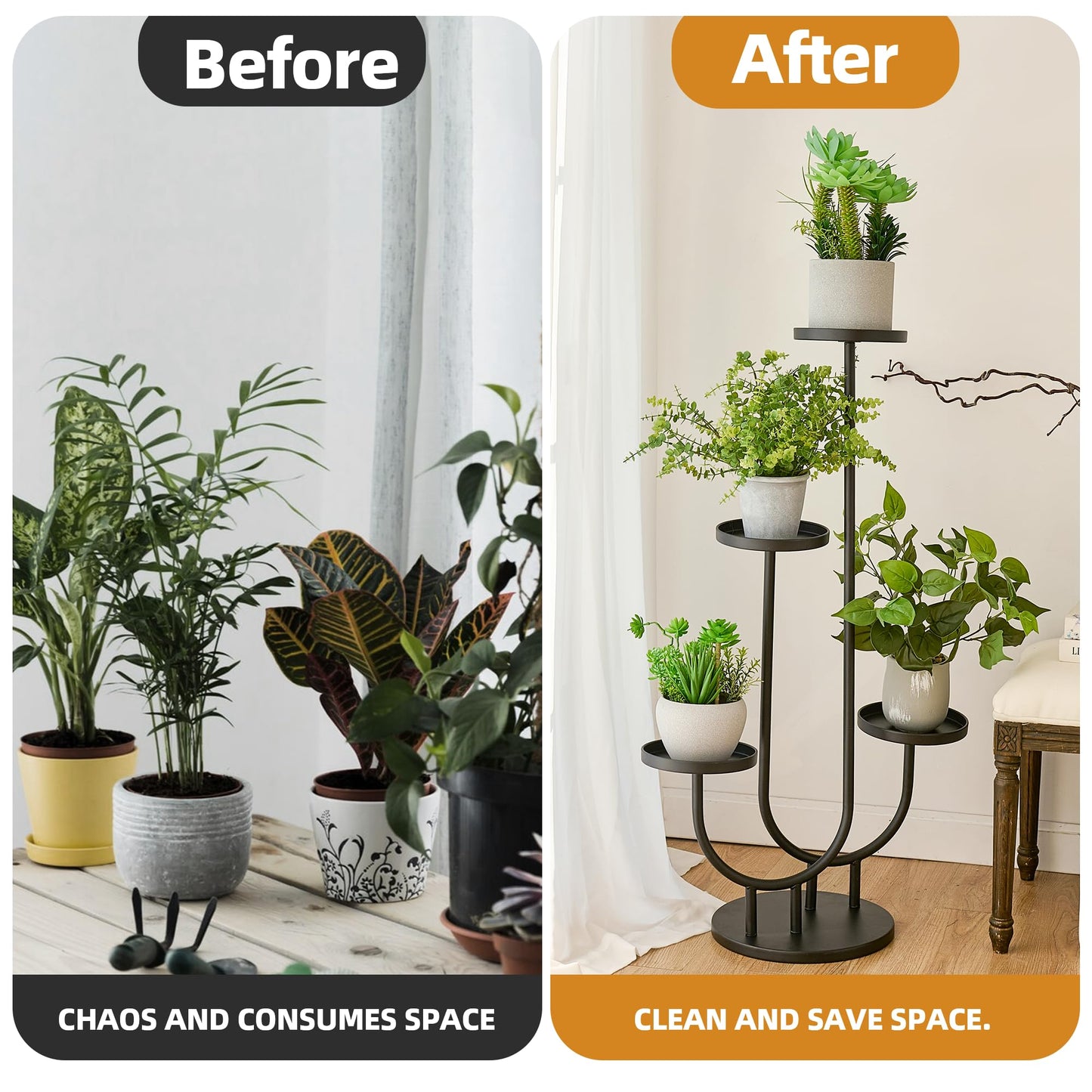 Thousand-Hill Range Plant Stand Indoor,3 Tier Tall Metal Corner Plant Stand Pot Holder,Outdoor Flower Shelf Display Rack for Window Garden Patio Balcony Home Decor Living Room Bedroom Black