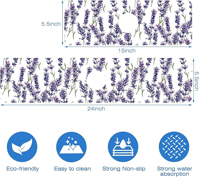 Watercolor Lavender Bunches Kitchen Sink Splash Guard Mat Absorbent Fast Drying