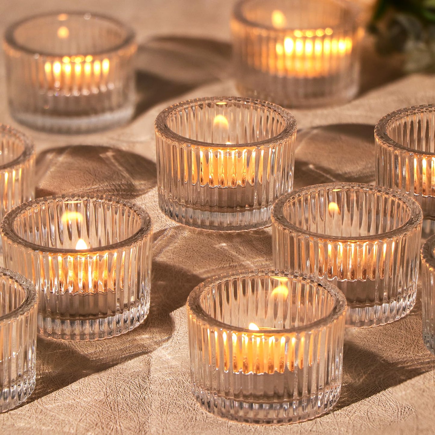 12 Pack Tealight Clear Candle Holders, Votive Tea Light Candle Holder