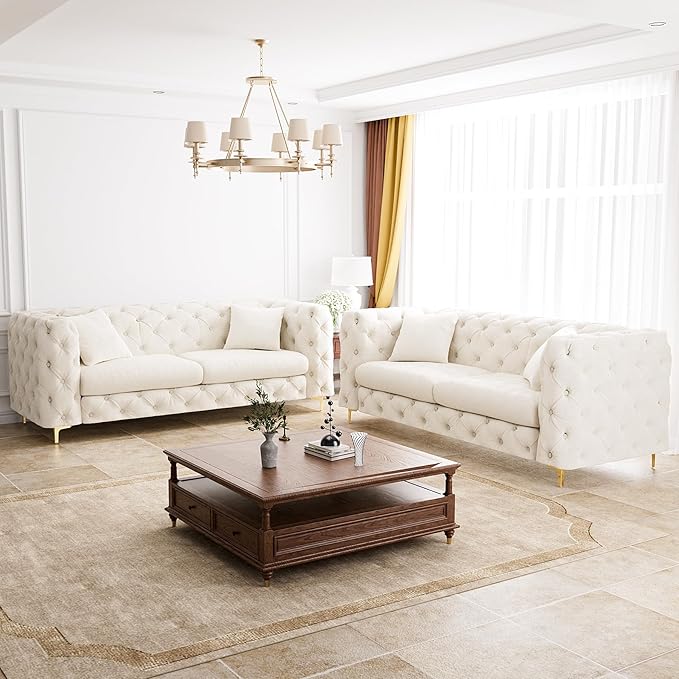 DAMAIFROM 75" Sofa Couch Mid Century Modern Velvet Couch Tufted Button Sofa