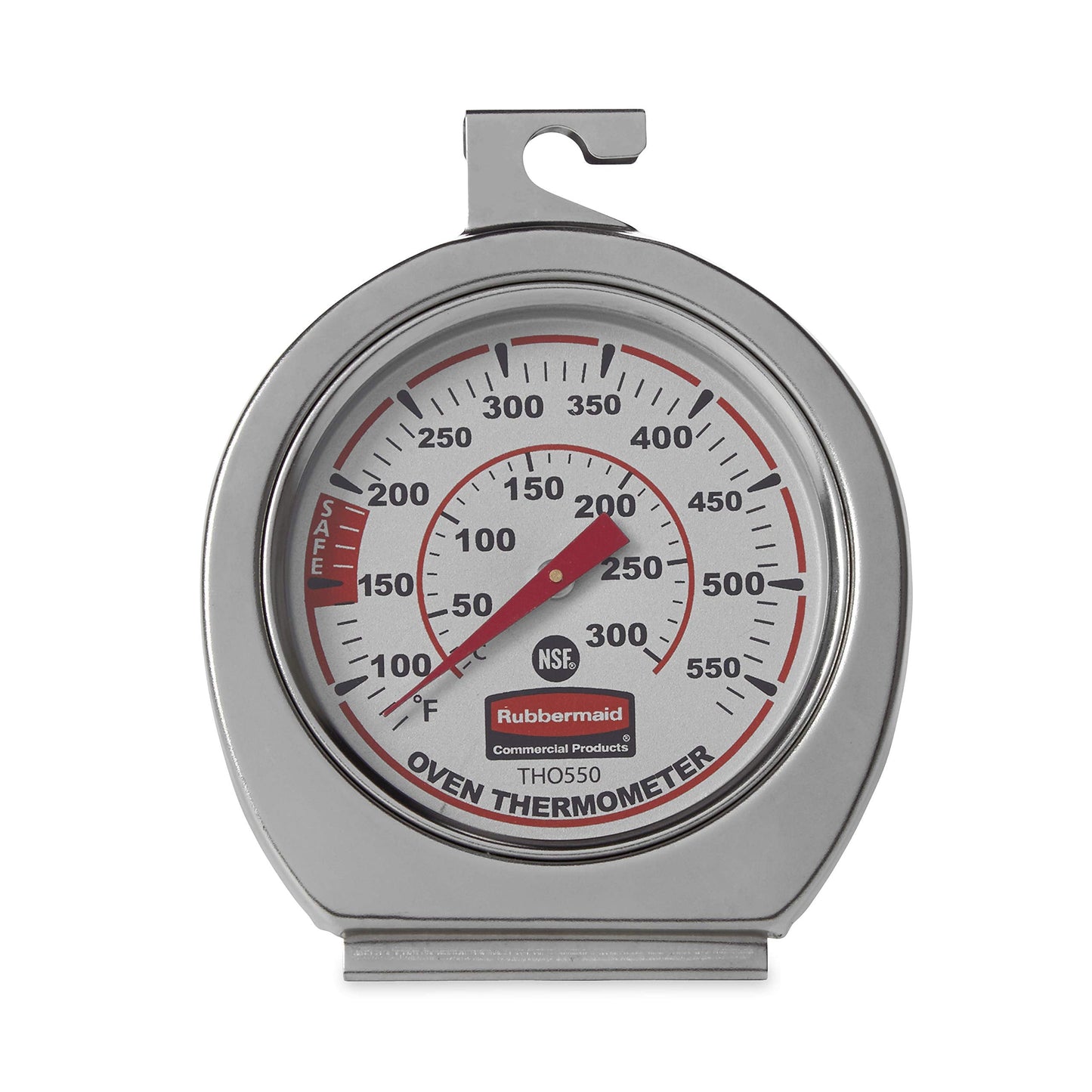 Rubbermaid Commercial Products Stainless Steel Monitoring Thermometer, Safe for Inside Oven/Grill/Smoker, 60-580°F Range, Easy to Read Food Thermometer For Food Resturant/Home Cooking