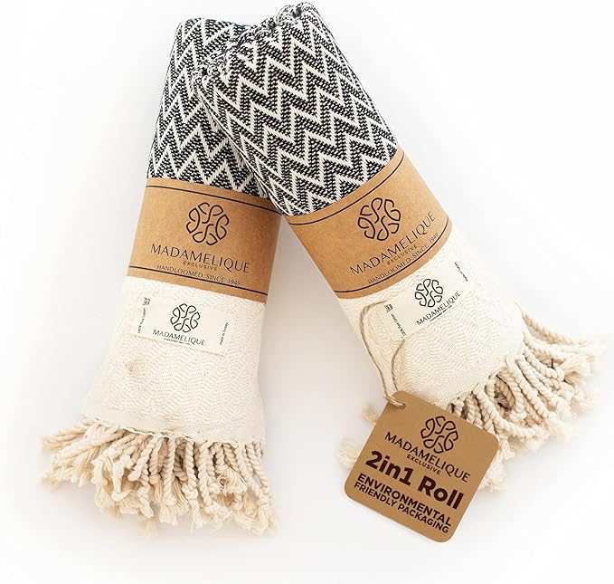 Madamelique Exclusive Hand Towels Set of 2-18 x 40 Inches