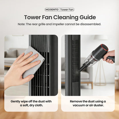 MORENTO Tower Fan for Bedroom, 2026 Upgraded 90° Oscillating 43" Standing Fan with 4 Speeds, 4 Modes, 25ft/s Velocity Bladeless Fan with APP/Voice/Remote/Touch Control, 28dB, 12H Timer, Black 1Pack