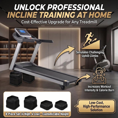 Customizable Treadmill Incline Riser Blocks: 4 Pack Adjustable 1/2/3 Inch Height Lift for Custom Uphill Training, Anti-Slip Heavy Duty Plastic 4000 LBS Stackable Walking Pad Levelers for Home Gym