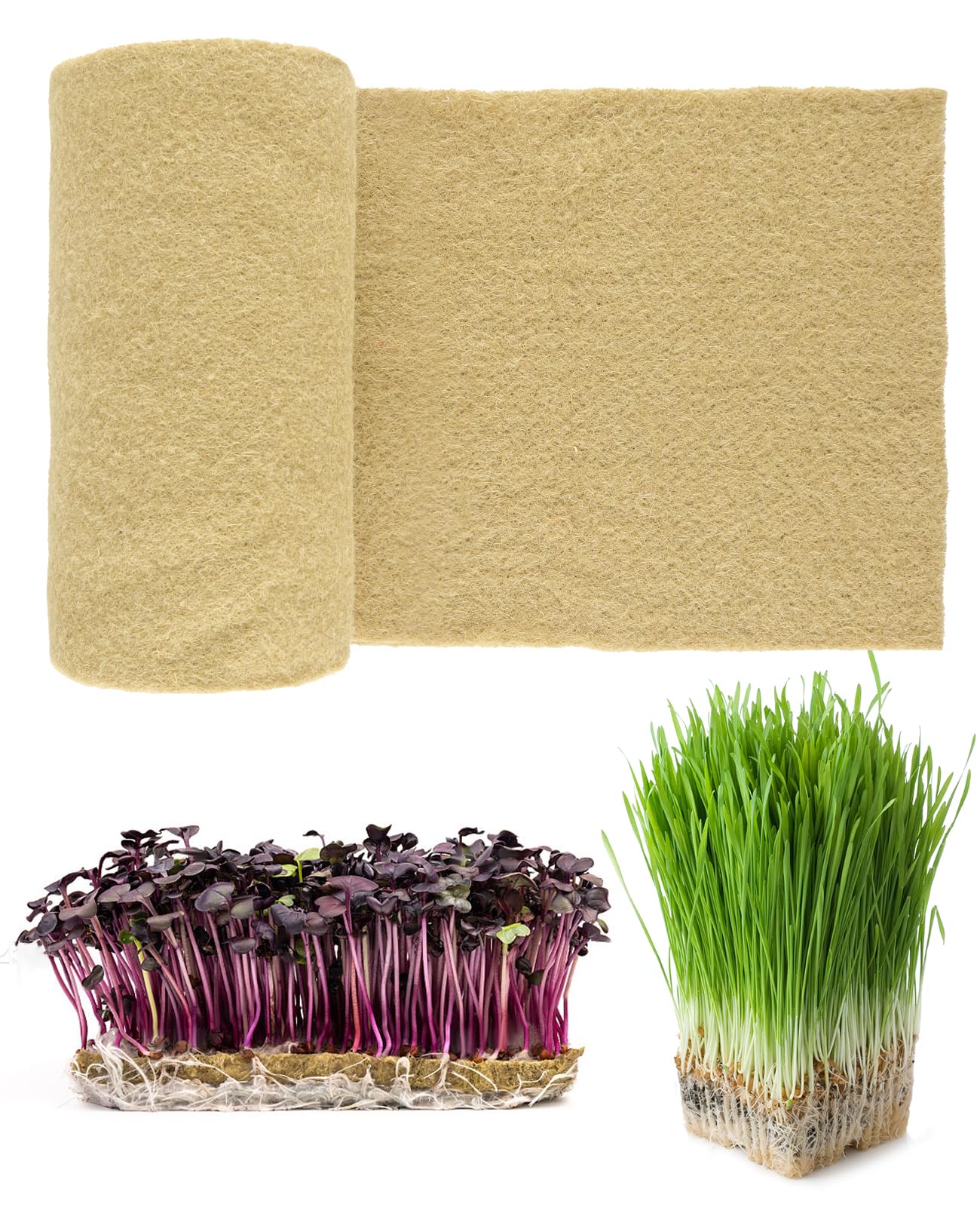 10" X 197" Microgreens Growing Mat, Jute Fiber Grow Mats Seed Sprouting Mat, Microgreens Grow Kit Hydroponic Pads for Wheatgrass, Sprouts, Hydroponics Seed Starter Trays (10" X 197")