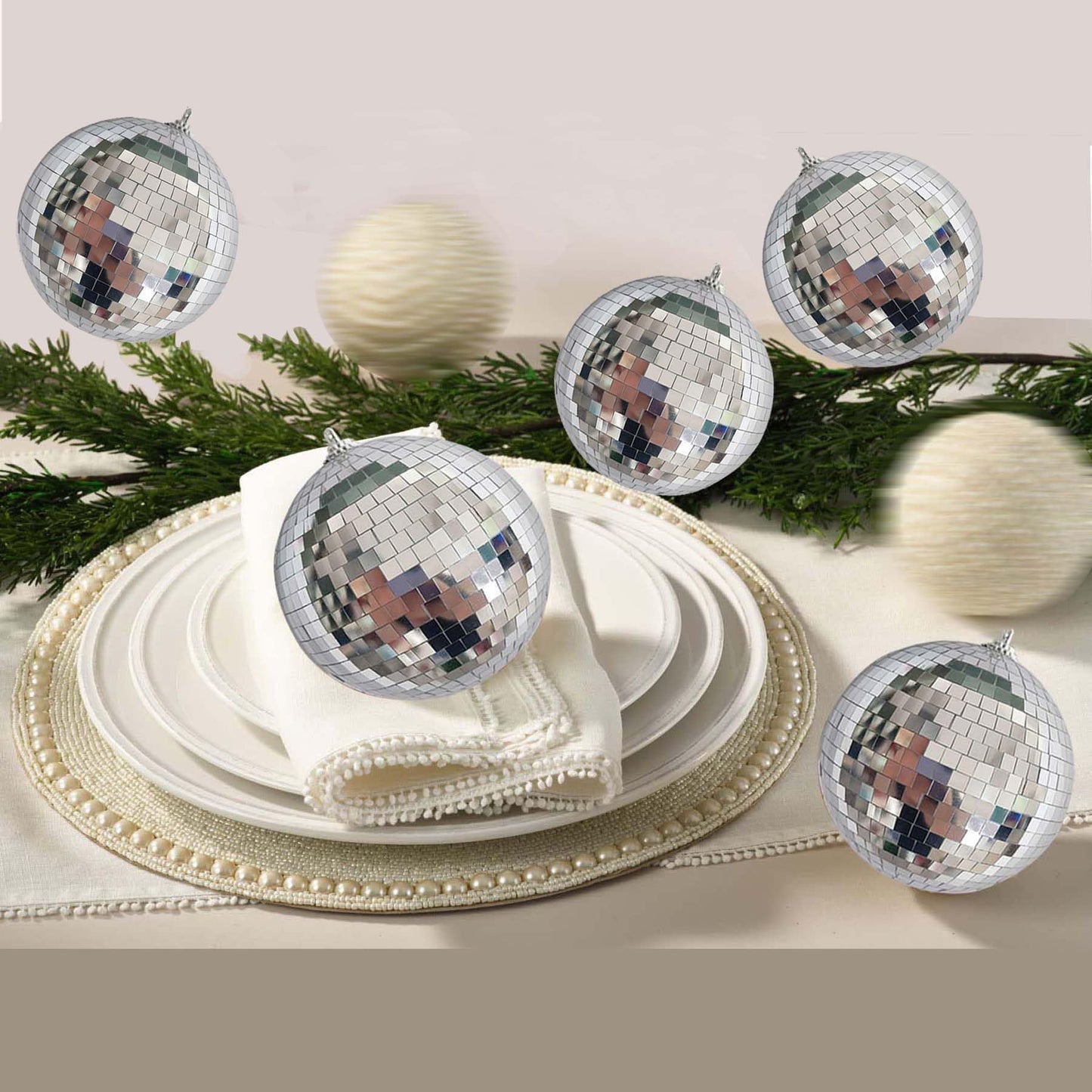 ZHANYIGY 4Pcs Christmas Balls Ornaments for Xmas Tree - Shatterproof Christmas Ball Xmas Tree Decorations Hanging Ball Silver PET 4in x 4 Pack