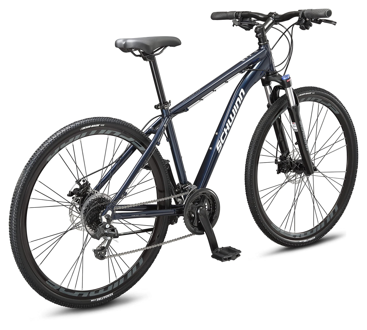 Schwinn GTX 4 Hybrid Bike, 700c Mens and Womens Bike, 24-Speed Hybrid Bicycle, Aluminum Dual-Sport Frame, Suspension Fork, Mechanical Disc Brakes, Adult Bicycle