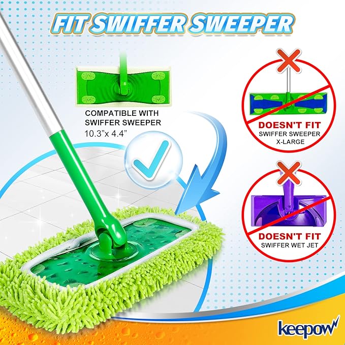 KEEPOW Reusable Dry Sweeping/Wet Mopping Cloths Compatible