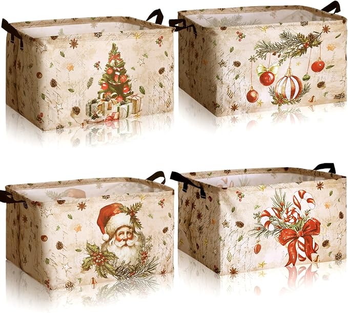 4 Pack Christmas Storage Bin Collapsible Large Christmas Storage Baskets