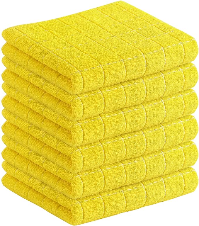Homaxy 100% Cotton Terry Kitchen Towels, Checkered Designed, Soft and Super