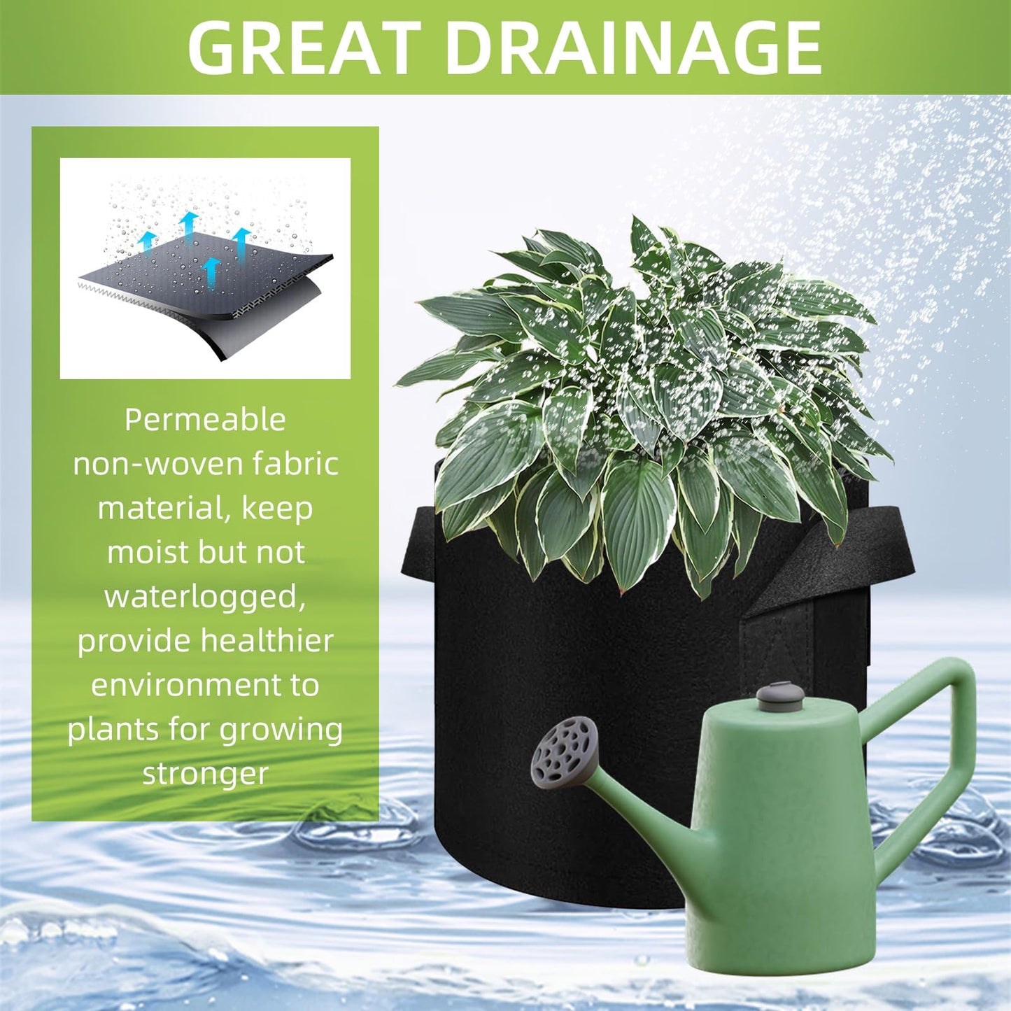 Cskunxia 40-Pack 10 Gallon Grow Bag, Non-Woven Fabric Pots with Handles, Garden Planting Bag for Potatoes, Carrots, Tomatoes and Other Vegetables, Fruits
