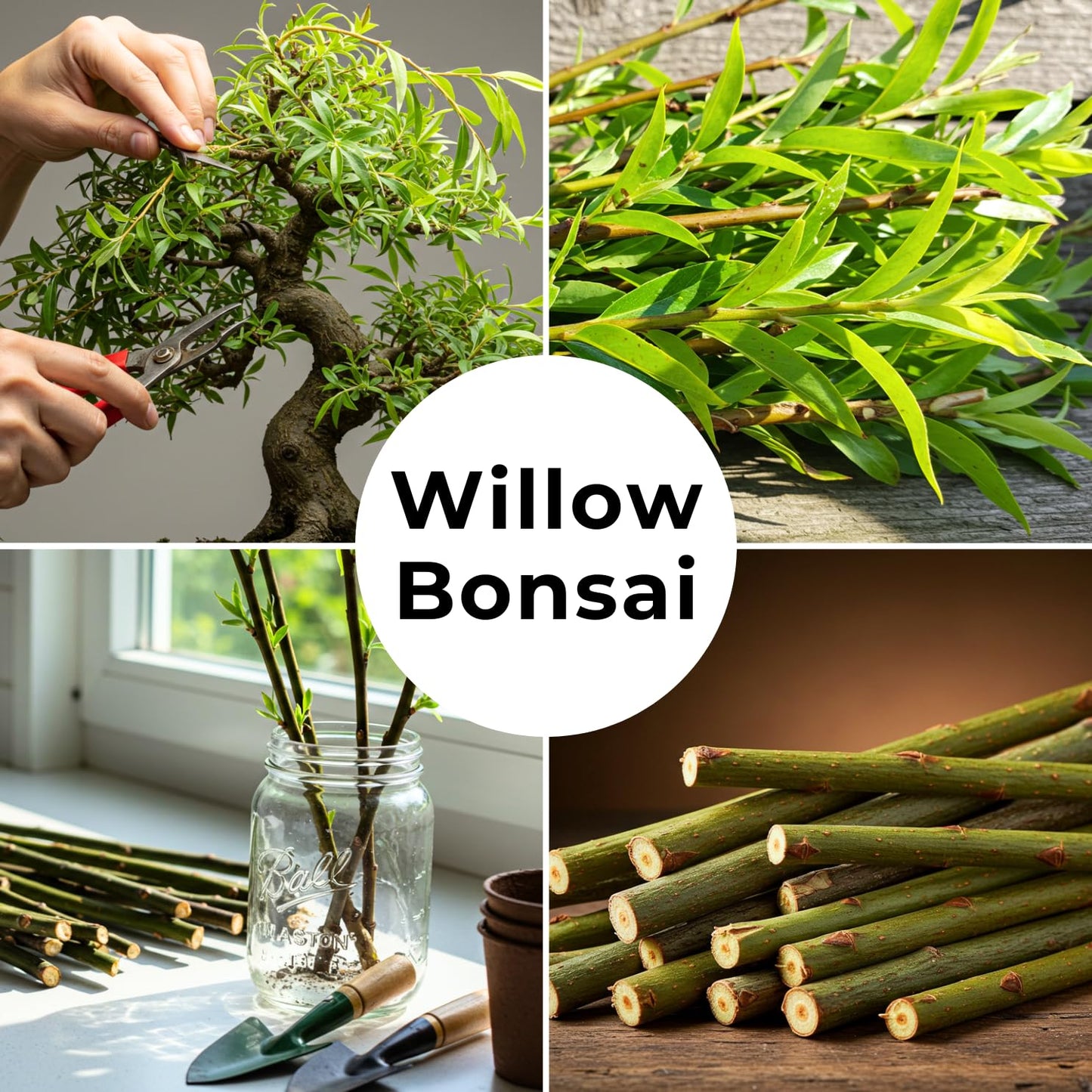 2 Miniature Weeping Willow Tree Cuttings to Grow - Stunning Weeping Branches are a Sight to See - Fast & Easy to Grow - Perfect for Indoor Pots or Outdoor Gardens, Unique Bonsai Gift for Gardeners