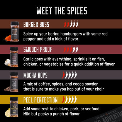 Spice Guru Grill Seasoning Gift Set - 4 Flavor BBQ Seasonings and Rubs - Christmas Gifts for Men Who Cook - BBQ Rub Gift Set - Christmas Grilling Gifts for Men - Gifts for Dad - Gifts for Him