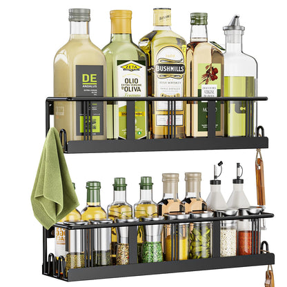 Spice Rack Wall Mounted 3 Pack, Space-Saving Spice Organizer for Spice Jars and Seasonings,Screw or Adhesive Hanging Spice Rack Organizer for Your Kitchen Cabinet,or Pantry Door